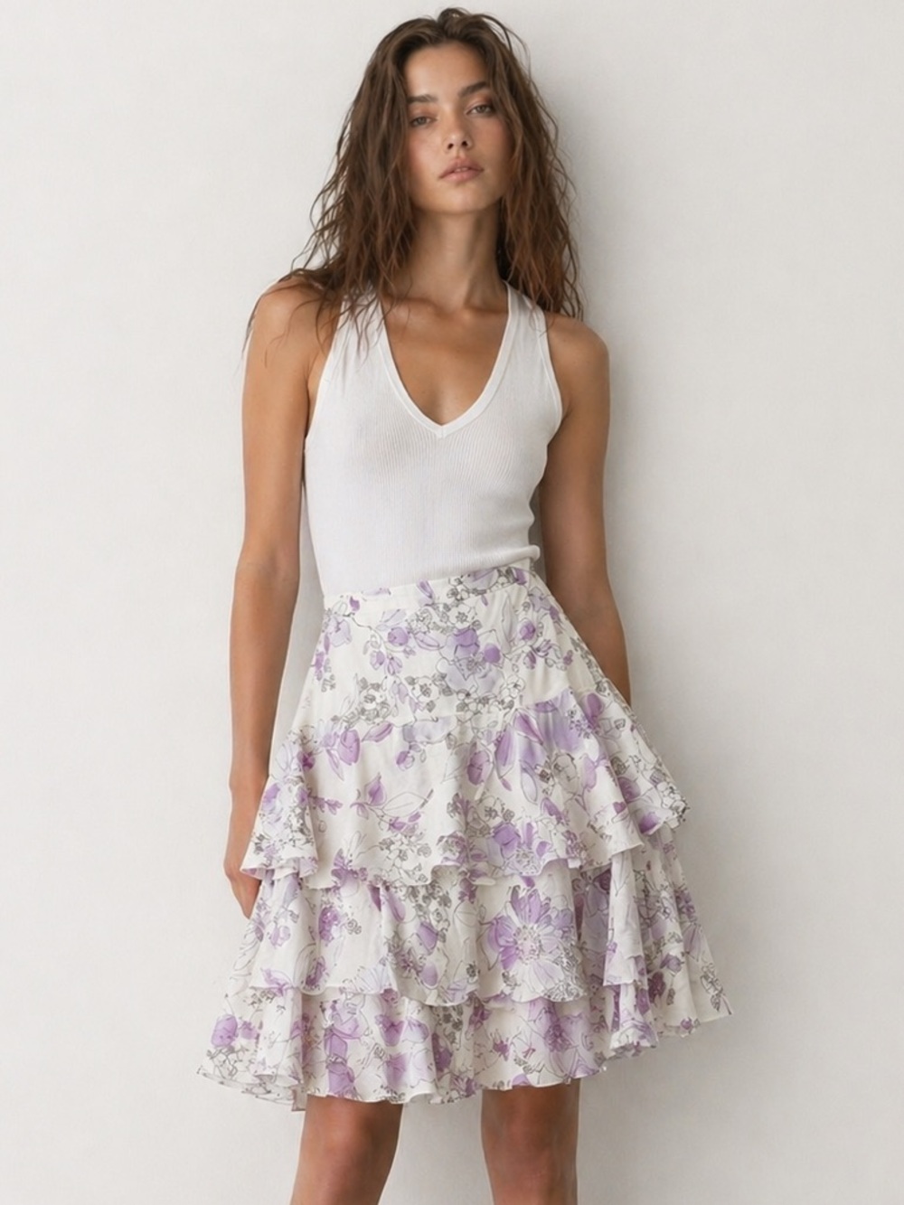 Banana Republic Floral Tiered Cotton Skirt High Waist Lightweight NWOT